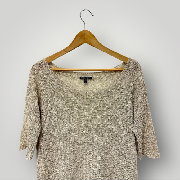 Eileen Fisher Scoop neck Top Net Sz Small Linen mix - Picture 2 of 9